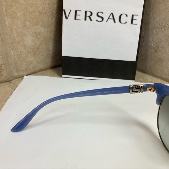 New Versace Blue Gold Crystals Sunglasses MOD4326B 52276V - Picture 11 of 14